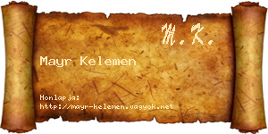 Mayr Kelemen névjegykártya